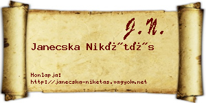 Janecska Nikétás névjegykártya